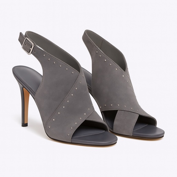 White House Black Market Gray Suede Studded Heels | Size 8 - Picture 6 of 8